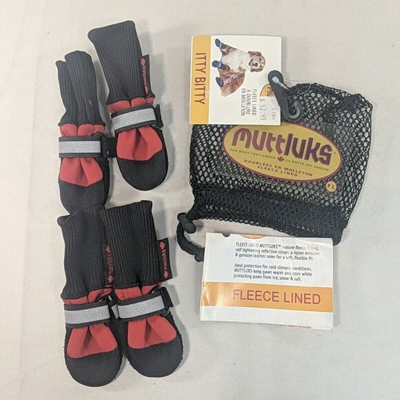 Muttluks Red Itty Bitty Boots NEW Fleece Lined FLIBR Dog Shoes Outdoor XXXS Salt - Picture 1 of 5